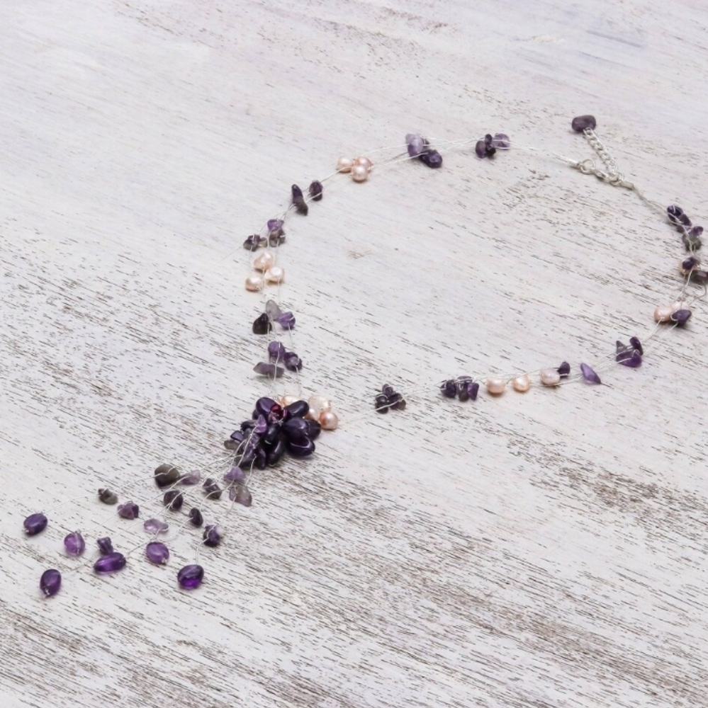 NOVICA Silver and Amethyst Necklace